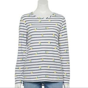 Croft & Barrow Cozy Long Sleeve Top Lemon Stripe Size XXL